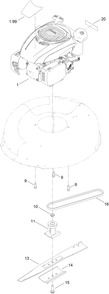 Engine And Blade Assembly Diagram and Parts List for 17732 405665001 - 999999999 Lawn Boy Lawn Mower